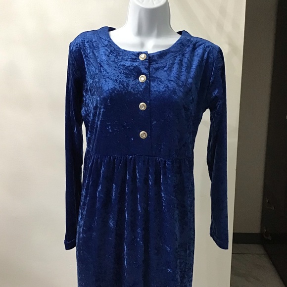Blue velvet like Cervelle Dress women’s size small - Picture 2 of 5